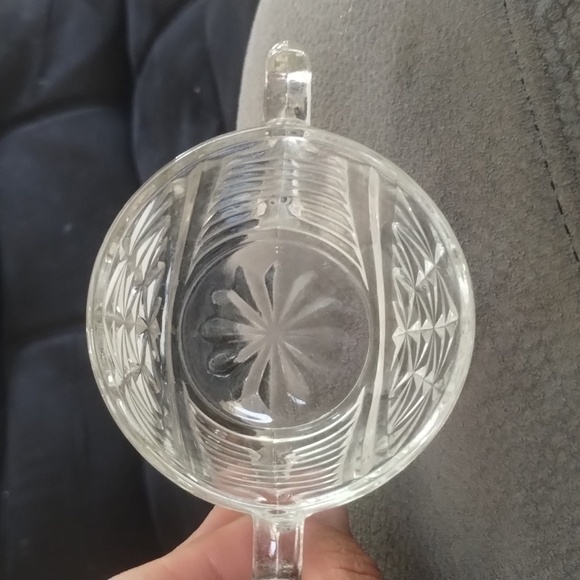 Vintage Anchor Hocking Clear Crystal Glass Open Sugar Stars Bars D Handle G7 - Picture 4 of 4